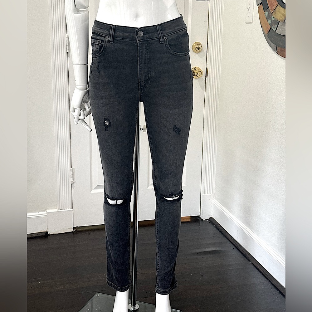 Boyish, high rise skinny, distressed black jeans, size 26, Los Angeles created
